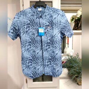 Columbia Rogers Peak Navy Print Short Sleeve Shirt XL NWT